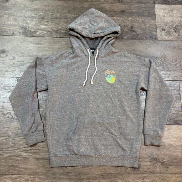 Vintage Y2K Stüssy Grey Hoodie Sweatshirt Iridescent 8 Ball Logo Women's Size XS - Picture 1 of 8